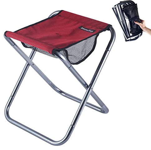 TRIWONDER Camping Hocker, Klapphocker, Leicht und klappbar, Faltbar Hocker für Angeln Picknick Outdoor (Rot - L)