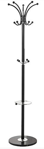 SuskaRegalos Portemanteau sur Pied Noir avec Base en marbre Rond – Dimensions : Ø 36 x 175 cm