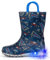 Hugrain Bambini Adorabile Luce Up Wellies con Facile Su Maniglie, Marina Cosmo, 30 EU