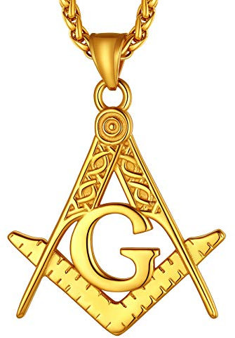Richsteel punk goldener Freimaurer Anhänger Halskette Retro Schmuck Freimaurer Kette Herren Männer Freimaurer Halskette Schmuck für Geburtstag Valentinstag