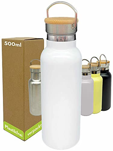 beneyu ® Nachhaltige Thermo Trinkflasche Edelstahl - Lebensmittelechte & Auslaufsichere Trinkflasche 500ml für Alltag, Yoga oder Dein Outdoor-Abenteuer - BPA-frei