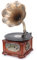 ASDNN Platine Vinyle Tout en Un phonographe Vintage, Tourne-Disque rétro, Gramophone nostalgique, pour LP avec Corne de cuivre, Radio FM USB Au -in, Audio Bluetooth