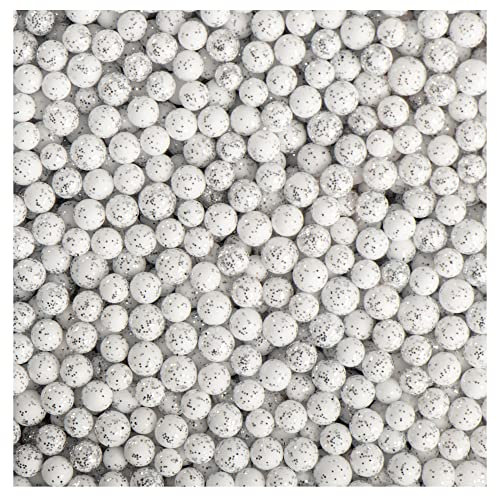 com-four® Weihnachtsdeko - wunderschöner Kunstschnee für Weihnachten - Schneeball als Verzierung für Tisch, Tür und Fenster (silberfarben - klein)