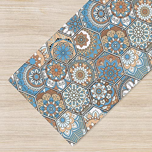 Il Gruppone Passione Casa Tappeto Cucina Antiscivolo Made in Italy Passatoia Antimacchia Multiuso Corridoio Soggiorno Lavabile in Lavatrice - 50x100 - Esagoni celesti