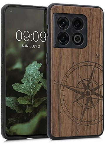 kwmobile Housse Compatible avec OnePlus 10 Pro 5G Coque - Étui de Protection Rigide Antichoc avec Cadre en TPU - Brun foncé