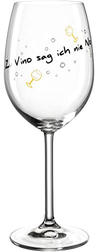 Leonardo Presente Wein-Glas Zu Vino sag ich nie No, 1 Stück, spülmaschinenfester Wein-Kelch, Weisswein-Kelch mit Motiv und Schriftzug, 460 ml, 044515