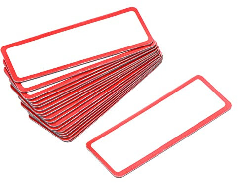 sourcing map Magnetic Labels Dry Erase Reusable Name Tag 3.2 x 1.2 for Writable Plates for Crafts, Refrigerator, Metal Shelves Red Pack of 20