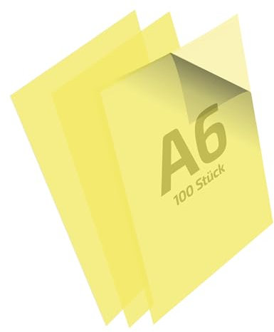 REIF Hamburg 16087 DIN A6 Sichthüllen gelb, 100 Stück aus PE Stärke 0,160 mm, dokumentenecht, Dokumentenhülle für bis zu 10 Blatt, eine Schmalseite und eine Breitseite offen, Made in Germany