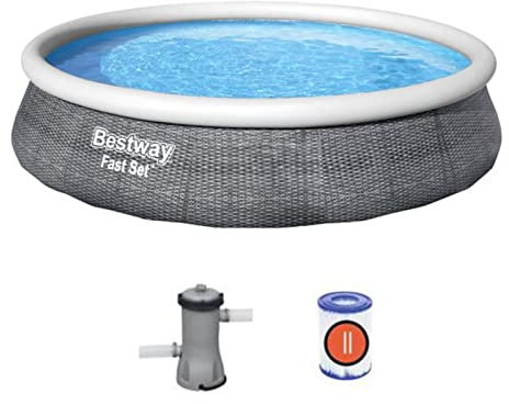 YibaoKids 13 Foot X 33 Inch Round Prism Steel Frame Premium Above Ground Pool Set with Filter Cartridge Pump,Pool Set