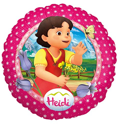 Party Factory `Heidi´ Folienballon, Ø45cm, pink, Heidi in den Alpen, Heliumballon zum Kindergeburtstag