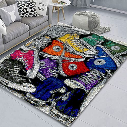 ZIVER Knüpfen Set Erwachsene Teppich Unvollendet Knüpfteppich Set Zum Selber,Kreuzstich Set Knüpfteppich Für Kinder Und Erwachsene DIY Handwerk Geschenk Für Freund Knüpf-Sets.