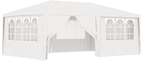 HOMIUSE Profi-Partyzelt mit Seitenwänden Pavillon Faltpavillon Grillpavillon Verkaufsstand Gartenpavillon Gartenlaube Party Zelt Groß Bierzelt Faltzelt Faltbar Grill Pavillions 4x6 m Weiß 90 g/m²