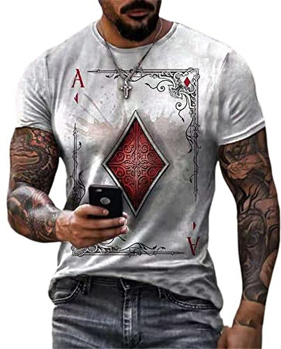 3D Druck T-Shirt Herren Rundhals Lose Kurzarm Herren Sommer Persönlichkeit Tshirt Herren Poker Digitales Drucken Streetwear Herren SK-11 XL