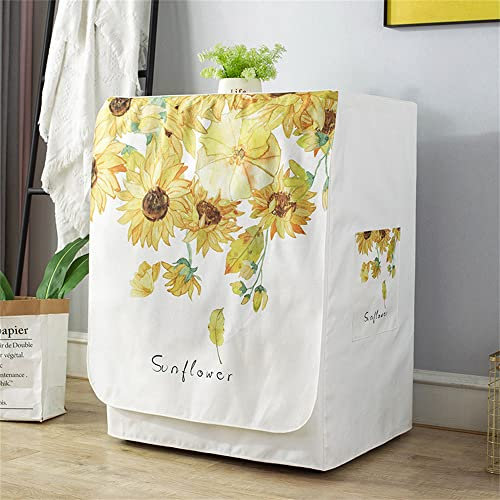Highdi Funda de Lavadora Cubierta Impermeable, Secadoras de Carga Frontal Protector Exterior Cubierta a Prueba de Polvo (Capacidad 9-12kg,Girasol)