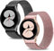 MATCHEASY Metall Armband Kompatibel für Samsung Galaxy Watch 7/6/5/4 40mm 44mm/Active 40mm/5 Pro 45mm, 4/6 Classic 42mm 43mm 46mm 47mm, Lücke Edelstahl Mesh Solo Loop Band, 2 Stück