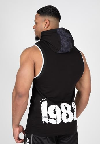 Gorilla Wear Loretto Hooded Tank Top Herren Bodybuilding Gym Fitness (DE/NL/SE/PL, Alphanumerisch, S, Regular, Regular, Schwarz)