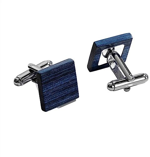 Krawattenklammern for Männer, personalisierte Krawattenklammer, Holz-Krawattenklammer-Manschettenknopf-Set for Männer, klassische Kupfer-Krawattenstange, braun-blauer Krawattenkragennadel-Schmuck ( Co