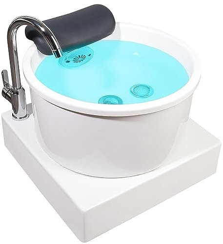 Round Footbath Heated Foot Spa Colorful Lamp Footbath Salon Massage Equipment Deep Foot Bath Spa with Massage Pedicure Bowl Acrylic Pedicure Sink Used in Beauty Salons and Nail Salons