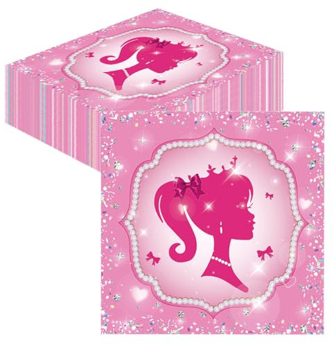 GROVBLE 40 Stück Servietten Geburtstag,servietten geburtstag mädchen,geburtstag deko set Papierservietten servietten pink Papier Napkins für Party Hochzeit Deko Tischdekorationen 33 * 33cm
