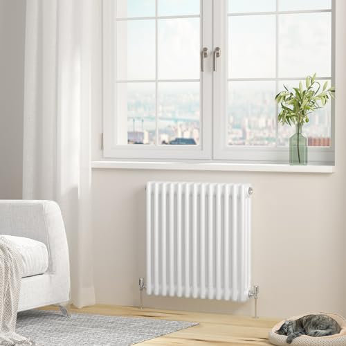 Heilmetz 600x605mm Radiators Horizontal 3 Column Central Heating Radiator, Traditional Cast Iron Style Radiator Horizontal Designer with White Triple