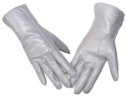 Haitpant Damen Winter Schaffell Handschuhe Verdickte Wärme Touchscreen Lederhandschuhe zum Reiten und Fahren, CS2 Lingt grau, 7