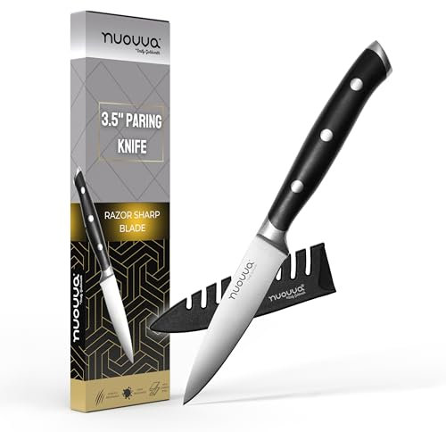 nuovva Sharp Small Paring Knife – Professional Utility Knife – 3.5 inch German High Carbon Stainless Steel – Kitchen Vegetable Knife