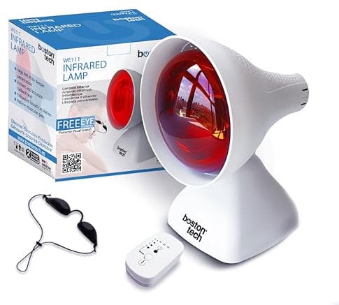 Boston Tech WE122 Infrarotlampe, Desktop-Physiotherapiegerät, Wärmeleistung: 200 W, Linderung von Muskelschmerzen und Verspannungen, 3 Neigungsstufen, Timer und Augenschutz.