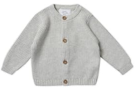 Stellou & friends Cardigan-Strickjacke für Mädchen und Jungen mit Knöpfen in Holz-Optik | Hochwertige Baby-Kleidung aus 100% Baumwolle