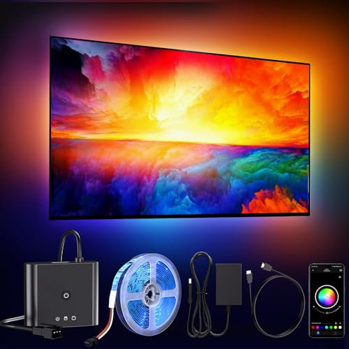BDFFLY Smart TV LED Backlight Kit with HDMI 4K30Hz Sync Box, 16.4ft TV LED Lights for 55-75 Inch, RGB led Strip Lights, Sync Color Changing Led Lights That Sync with Tv, PC, Game,App Control