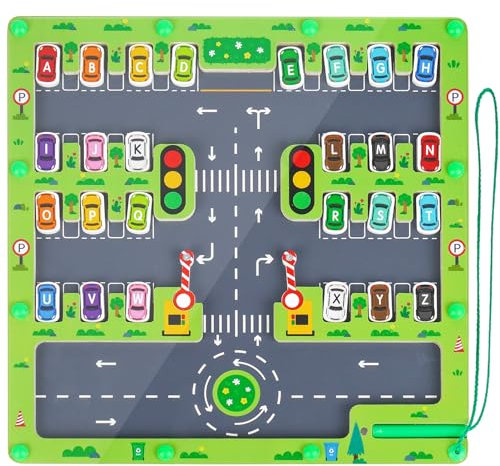 Montessori Spielzeug ab 2 3 4 5 Jahr | Holz Motorikspielzeug Magnetspiel Labyrinth Busy Board | Kinder Holzspielzeug Geschenk für Mädchen Jungen
