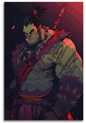 KPNEUDCZZ Poster, Motiv: Ork-Krieger, dekoratives Gemälde, Leinwand, Wandposter und Kunstdruck, moderne Familienschlafzimmer-Dekoration, Poster, 60 x 90 cm