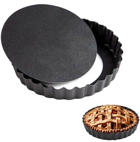 JUNART 2 teglie da forno da 11,9 cm, teglie rotonde antiaderenti con fondo rimovibile, lavabile in lavastoviglie, vassoio per pizza, tortiera