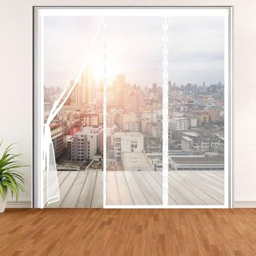 Mouches pour Porte Anti Insectes 270x180cm Moustiquaire Porte Fenetre Rideau de Porte Rideau Anti Mouche pour Porte d Entrée Intérieur/Patio Blanc