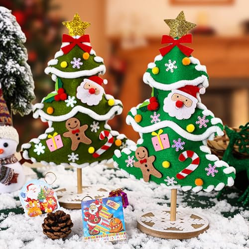 ENIKMOSD Weihnachtsbaum Bastelset Kinder,2 Stück Weihnachtsdeko Basteln Kinder,DIY Bastelset Filz Weihnachtsbaum, Weihnachtsbasteln für Kinder,Weihnachten Dekoration Bastelsets Für Kinder