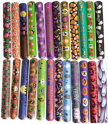 24 Schnapparmband Kinder,Halloween Snap Armbänder,Slap Armbänder Mitgebsel Kindergeburtstag,Kindergeburtstag Junge Mädchen Mitbringsel Schnapparmbänder Set