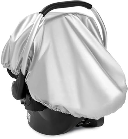 Zamboo Kindersitz Hitzeschutz | Autositz Abdeckung gegen Sonnenwärme, Universal für Babyschalen, Reboarder und Sitze Gruppe 0/1/2/3, mit integrierter Aufbewahrungstasche - Silber