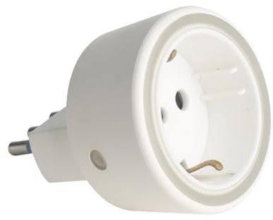 Adattatore Spina Passante, Da Spina 2P+T 10A Italiana a Presa Schuko 2P+T, Con Luci Notturne LED Circolare, Sensore Crepuscolare, Massimo 1500W