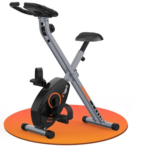 Wenoker Heimtrainer Fahrrad Klappbar, Faltbares Ergometer Heimtrainer, Heimtrainer Klappbar 8 Magnetische Widerstandsstufen, Platzsparendes Heimtrainer mit LCD Display und Handpulssensoren