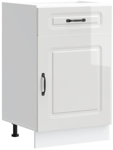 vidaXL Kalmar kitchen base cabinet high gloss white - modern engineered wood storage solution for kitchens with ample space