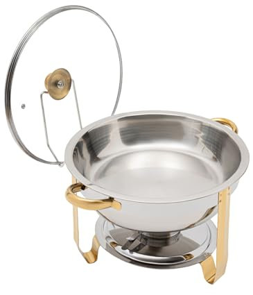 SUONTY Chafing Dish Buffet - Récipient rond de 5 l - En acier inoxydable - Avec rangement des couvercles - Pour réunion de famille, fête