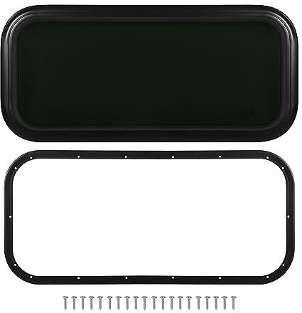 GRCFUMO Ventana fija para autocaravana, ventana de cristal transparente con esquinas redondeadas y marco de aleación de aluminio, ventana deslizante redondeada para caravana (para 26 – 31 mm/1-1,2