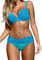 Ocean Plus Donna Arcobaleno a Righe Triangolo Bikini Set Push Up con Ferretto Due Pezzi Tankini Costumi da Bagno (M (EU 36-38), Blu Chiaro)