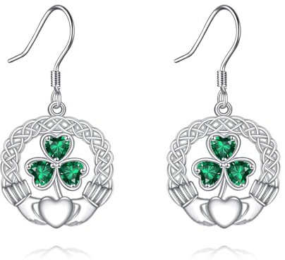 VONALA Kleeblatt Ohrringe 925 Sterling Silber Grünes Kleeblatt St. Patrick's Day Glückliche Irische Geschenke für Irische Party