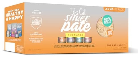 Tiki Cat Silver Pate Wet Cat Food, Variety Pack, 2.4 oz. Can (12 Count)