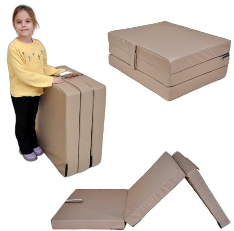 Nana Shop Matelas Pliant imperméable Pliable 3 pièces, Matelas de Camping, Matelas d'invités, Matelas de Sol, Matelas de Voyage, 80 x 200 x 10 cm (Beige)