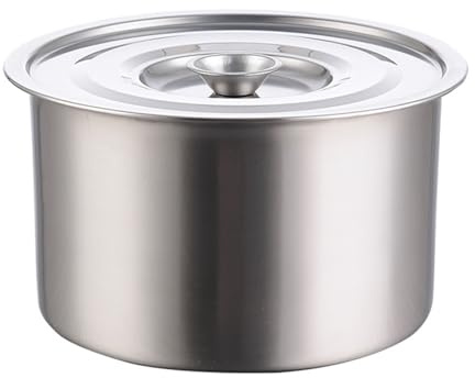 Pot de Caldo de Acero Inoxidable, Recipiente de Cocina Multifuncional Cuencos Redondos Sazonadores con Olla de Tapa Envase para Servir y Organizar (22 cm)