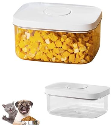 TIXQOLO 0.4L Contenedor de Comida para Mascotas, Mascotas contenedor pienso, contenedor pienso Perros,pienso Gato contenedor pienso Tapa abatible, para Comida para Perros y Gatos(Transparente)