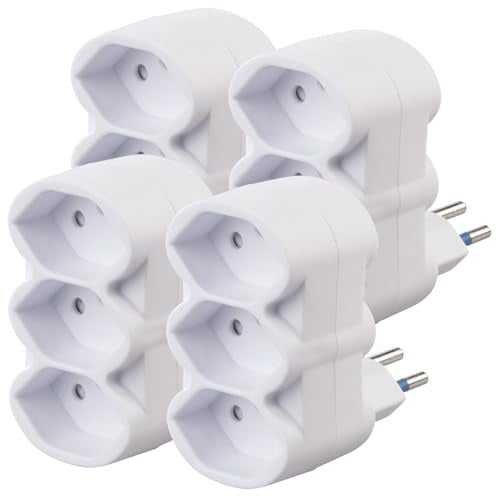 revolt Steckdosen-Splitter: CH: 4er-Set Dreifach-Steckdosen für Typ J (Schweiz), 230 Volt, 2.300 W (Dreifach Steckdosenleisten, Mehrfachstecker, Doppelstecker)