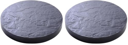 EDA - Support à Roulettes pour Plantes Ø 30 cm - 5 Roues Multidirectionnelles - Charge de 150 kg - Décor Imitation Pierre - Gris ardoise (Lot de 2)
