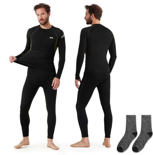 Mtiemxig Thermounterwäsche Herren, Funktionsunterwäsche Set für Winter | Warme, atmungsaktive Funktionsunterwäsche mit elastischer Passform für Skifahren, Wandern, Arbeit und Outdoor im Winter.